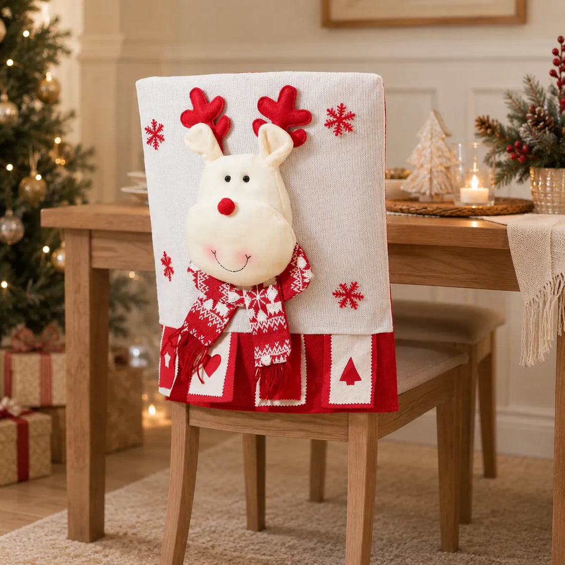 Housse de Dossier de Chaise Petit Renne Noël Pratique
