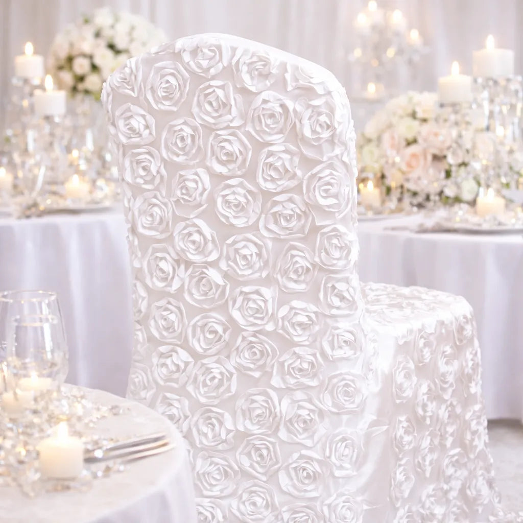 Housse de chaise Mariage en Satin Florale Glamour