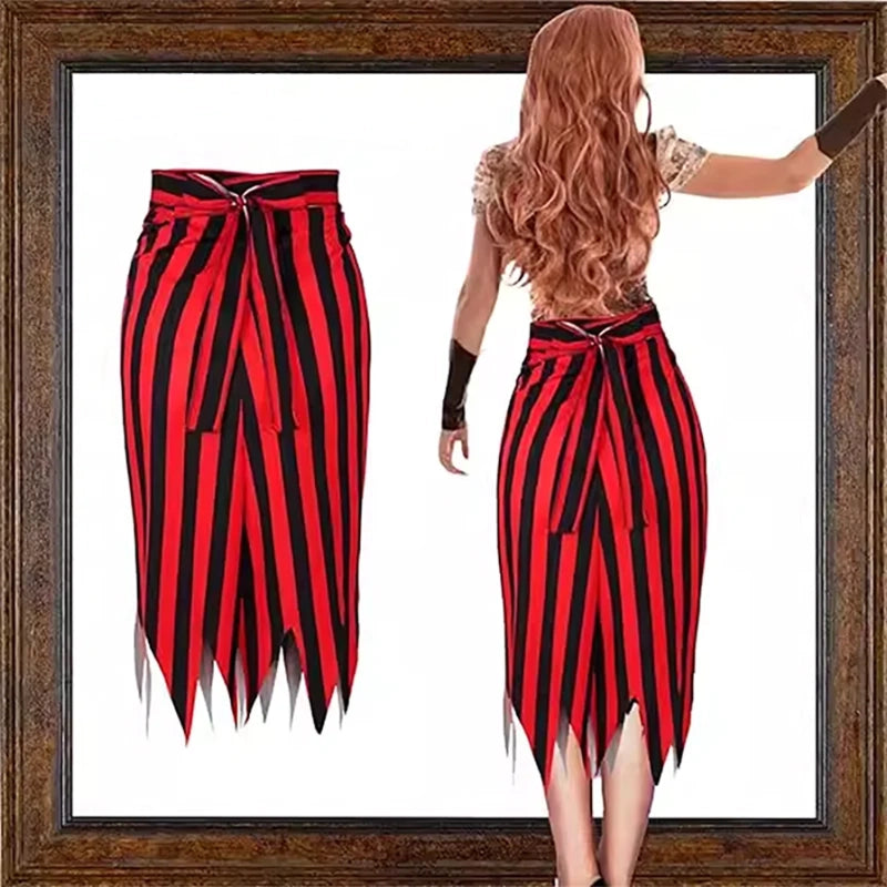 Jupe Pirate Rayures Rouge et Noir Dos