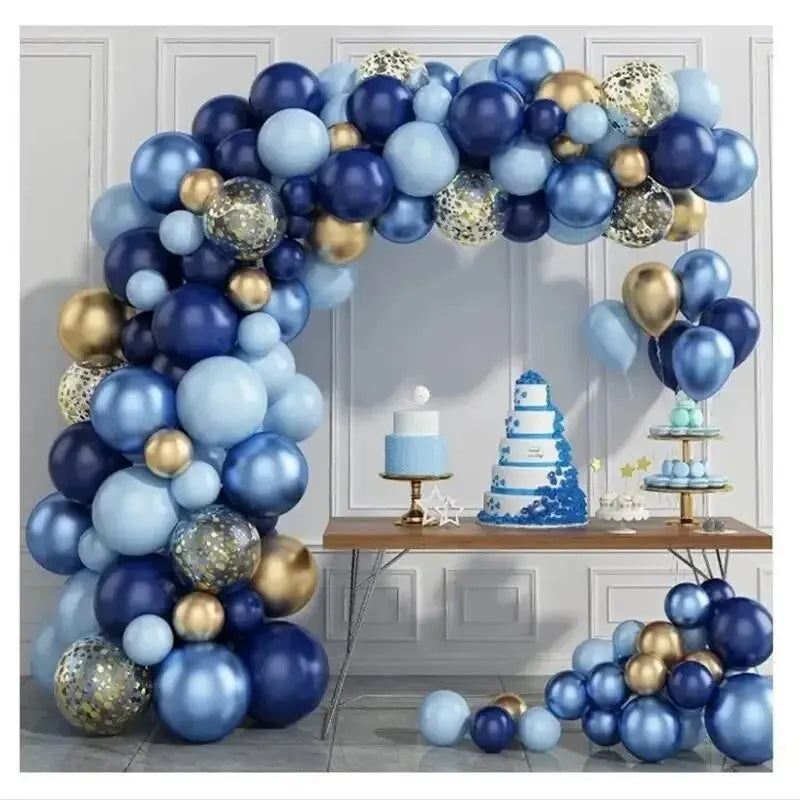 Kit Arche Ballons Bleu Doré