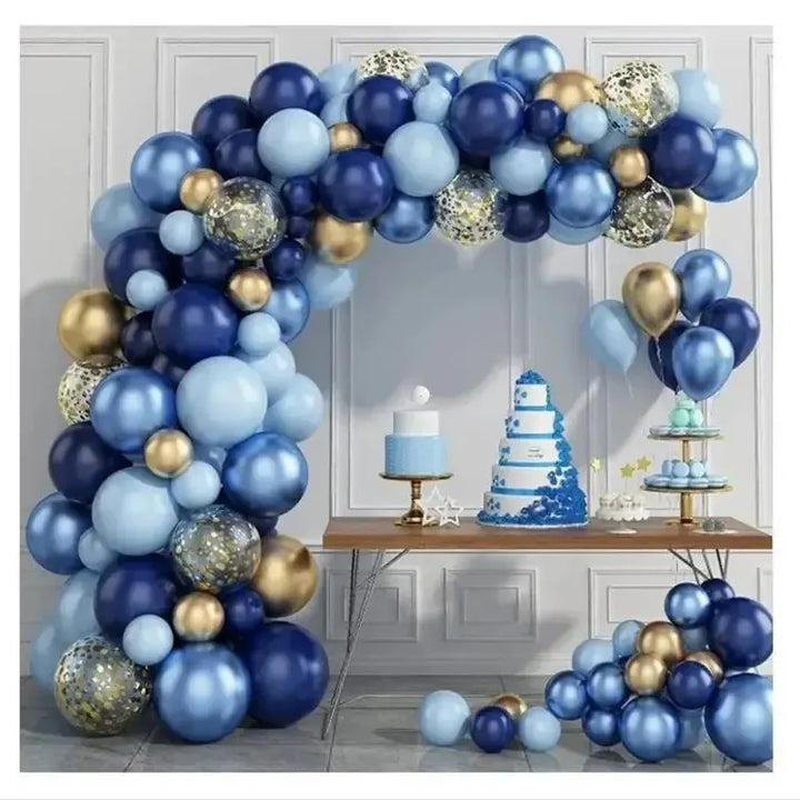 Kit Arche Ballons Bleu Doré