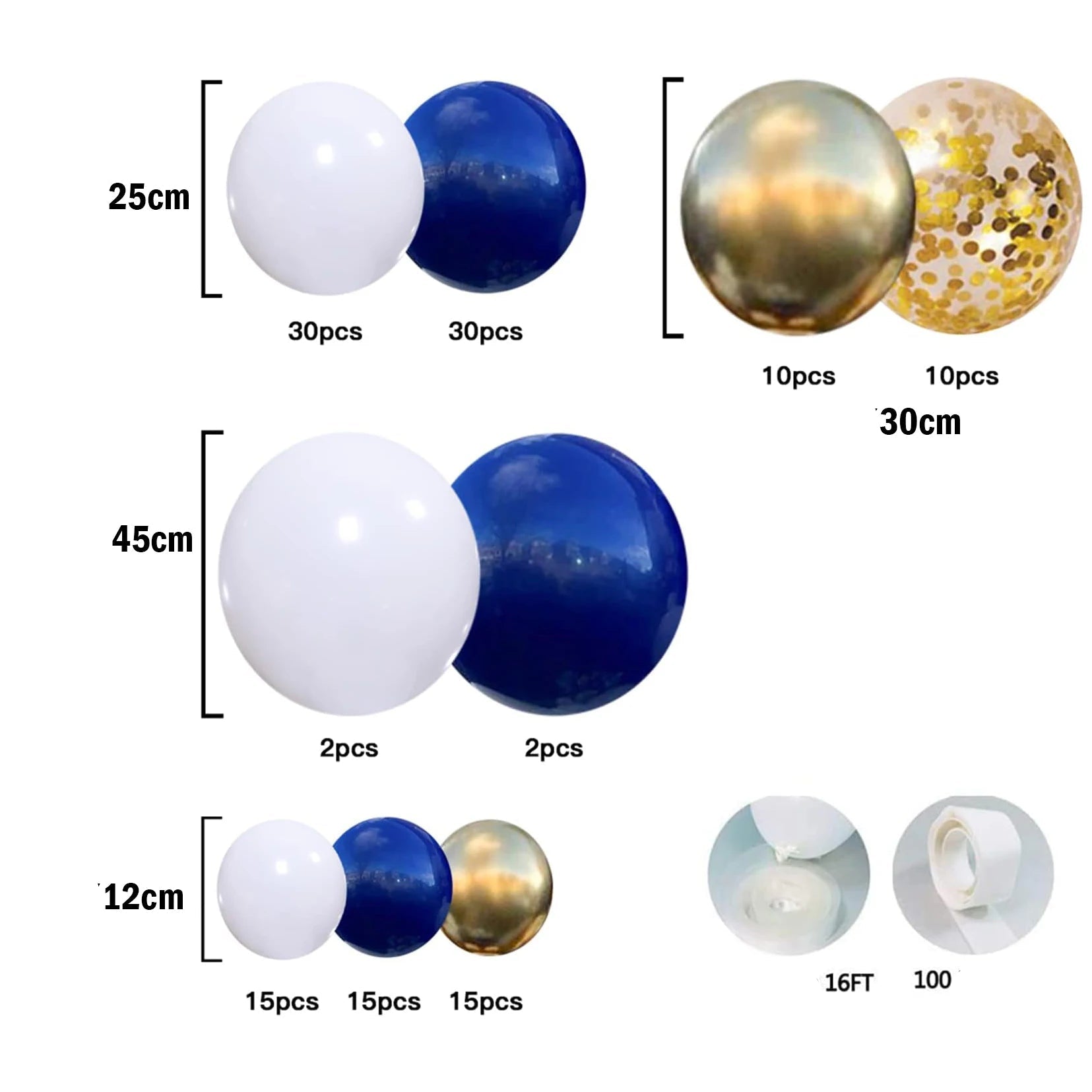 Kit Arche Ballons Bleu Or Design