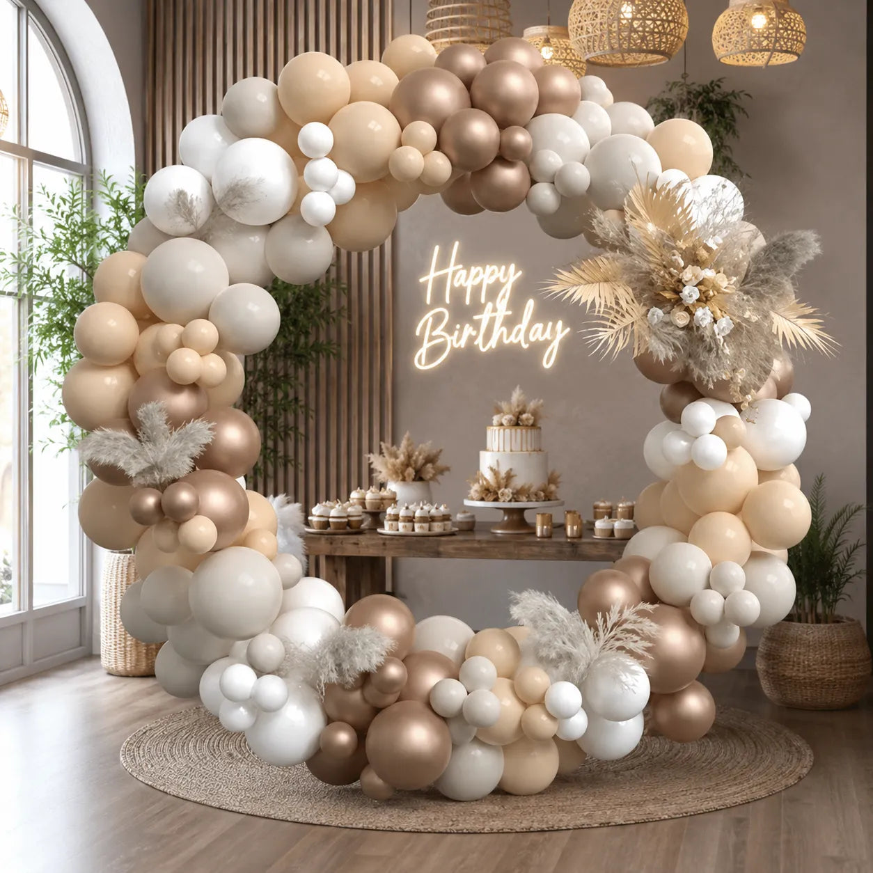 Kit Ballons Anniversaire Arc Tons Beige Original