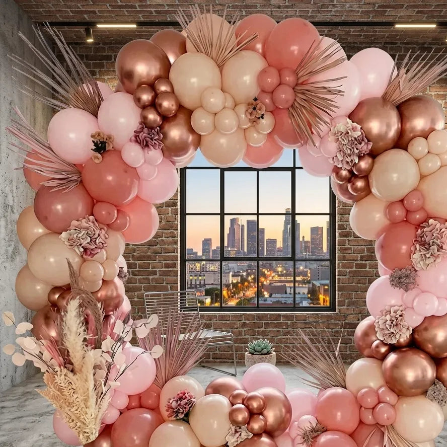 Kit Ballons Anniversaire Arc Tons Rose Original