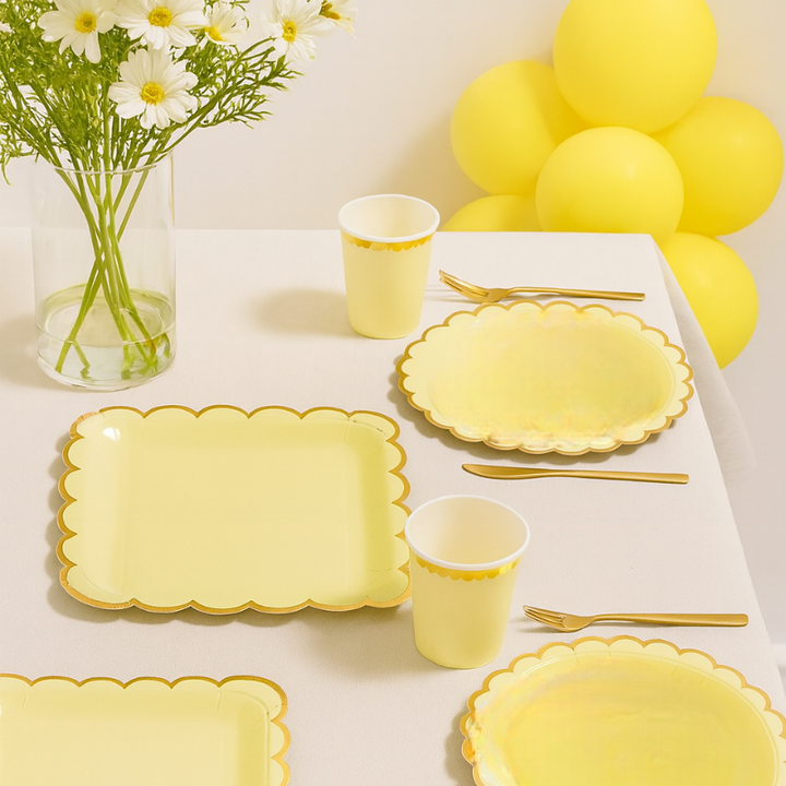 Kit Vaisselle Jetable Jaune