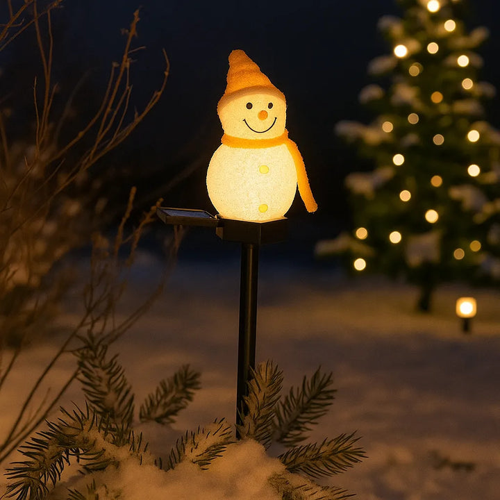Lampe Solaire Bonhomme de Neige Jaune chic