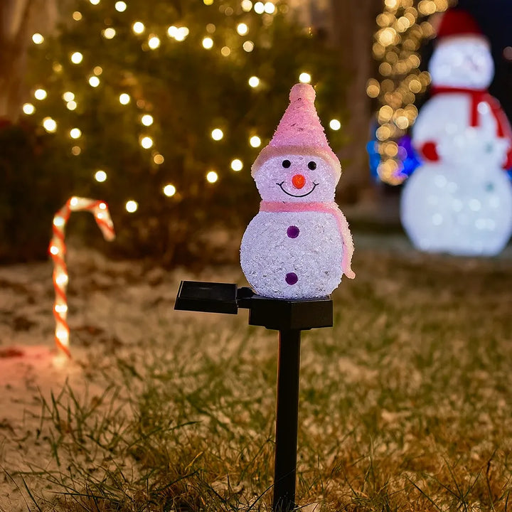 Lampe Solaire Bonhomme de Neige Rose chic