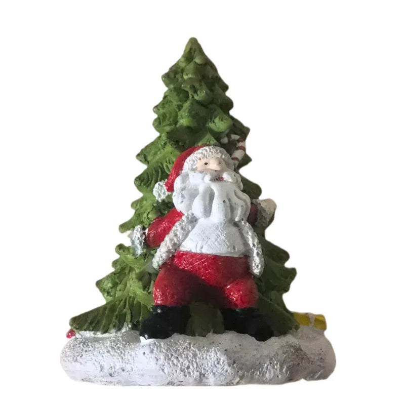 Lampe Solaire Jardin Sapin et Père Noël Mignon