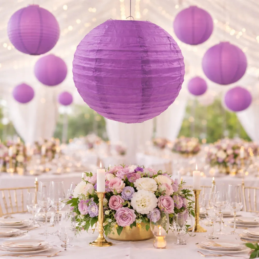 Lampion Décoratif Mariage Violet Chic