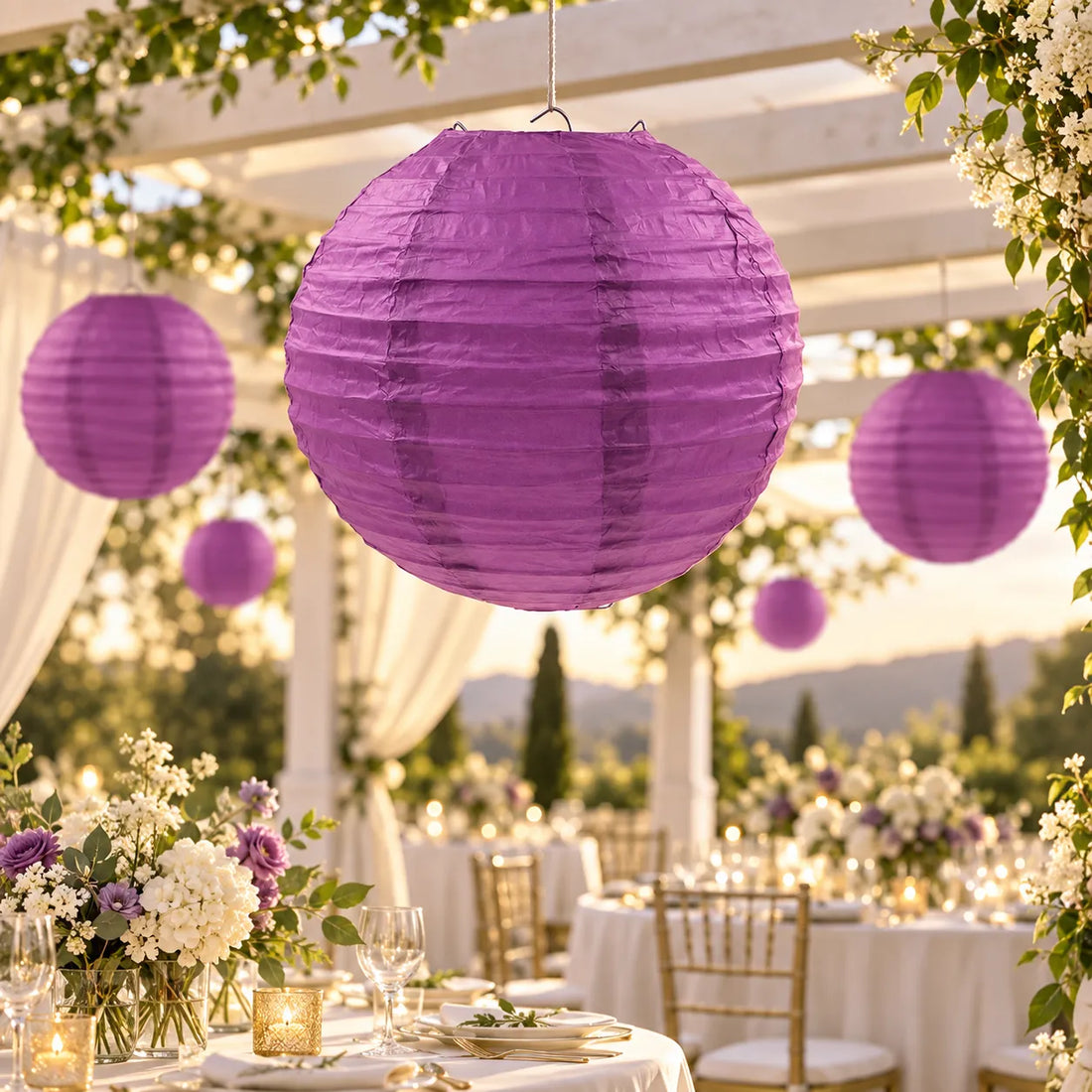 Lampion Décoratif Mariage Violet Minimaliste
