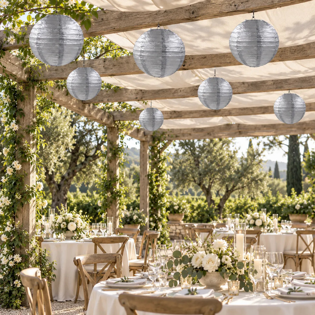 Lampion Mariage Argenté Minimaliste