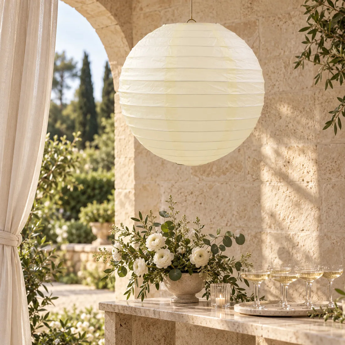 Lampion Mariage Beige Minimaliste