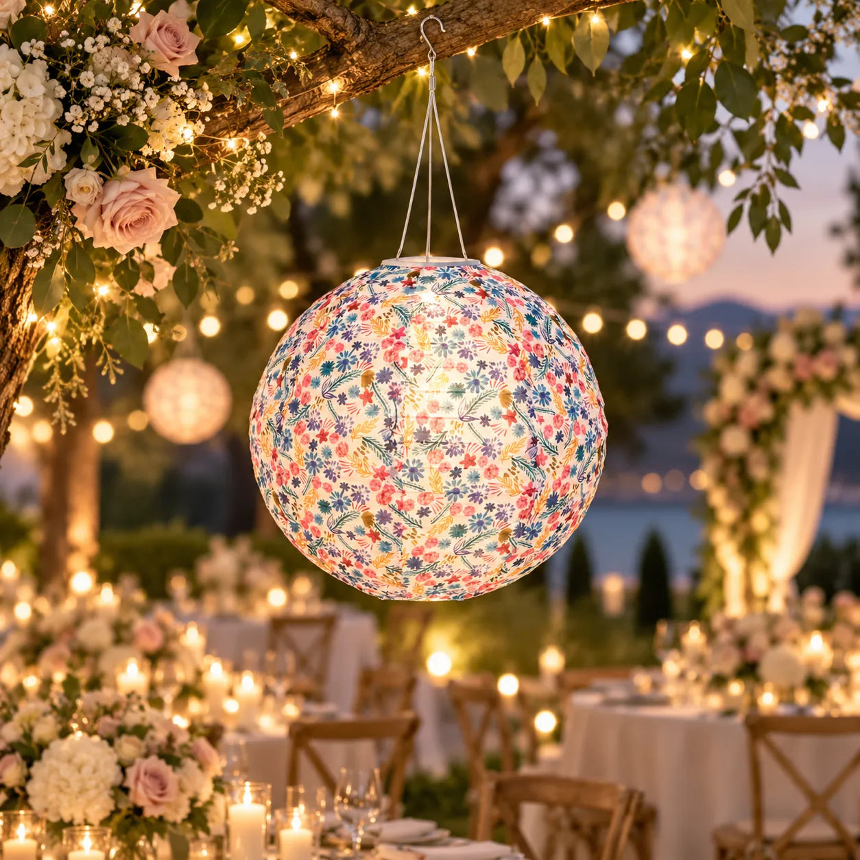 Lampion Mariage Fleuri Lumineux féerique