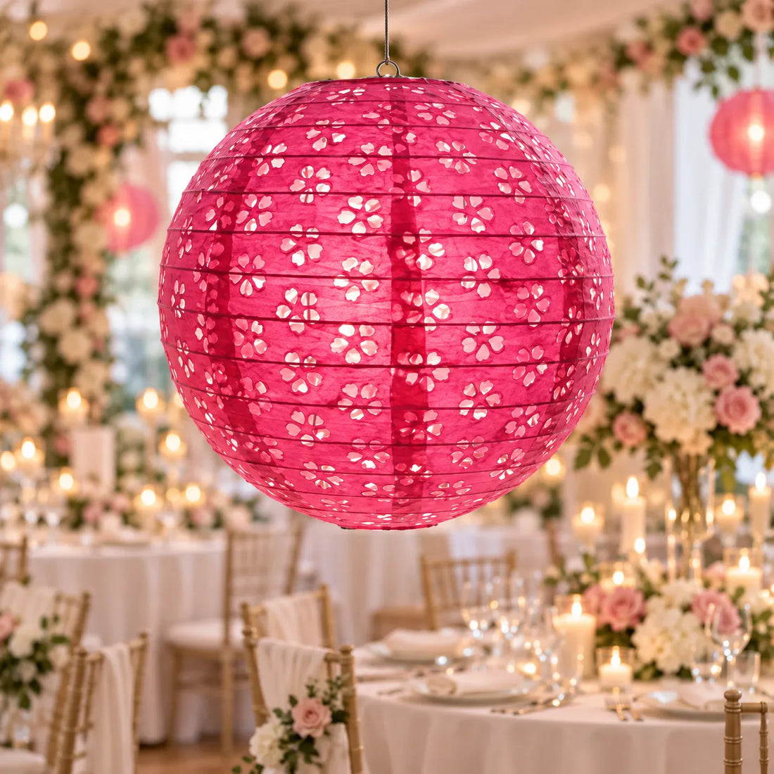 Lampion Mariage Fuchsia Elégant Unique
