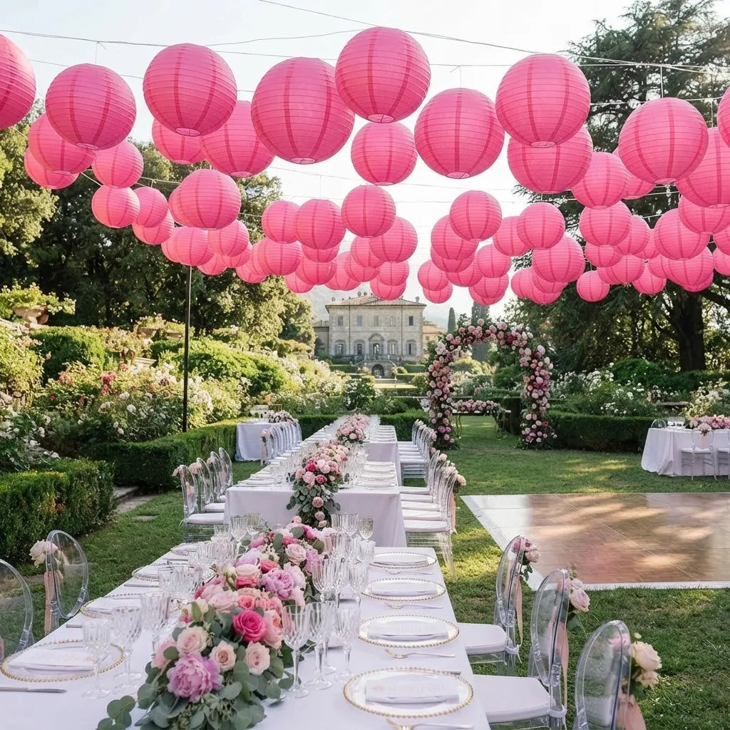 Lampion Mariage Fuchsia Minimaliste