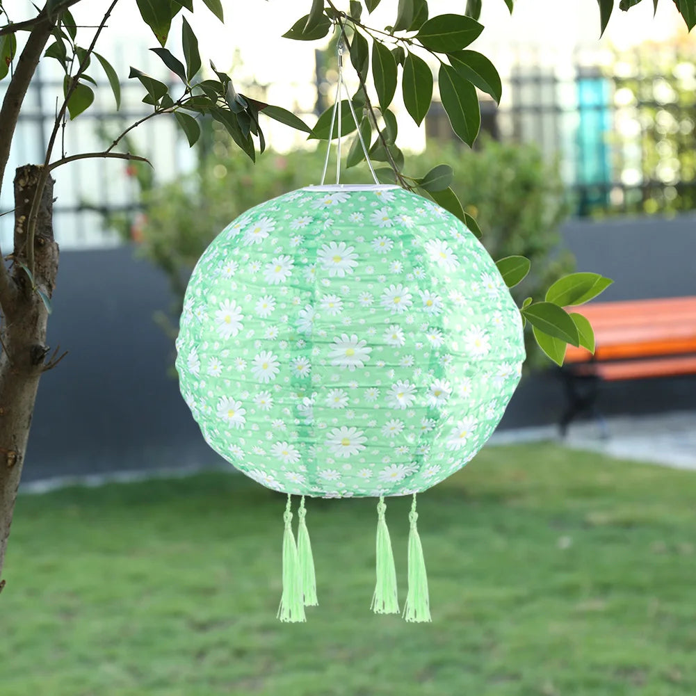 Lampion Mariage Lumineux Vert à Fleurs unique