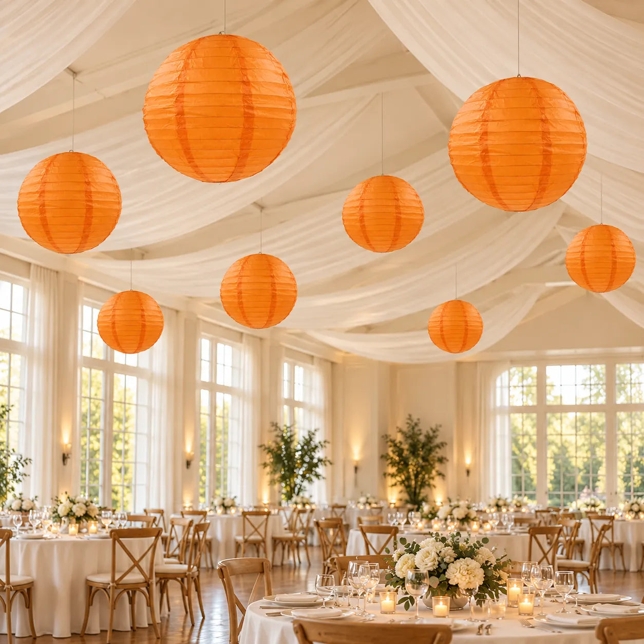 Lampion Mariage Orange Minimaliste