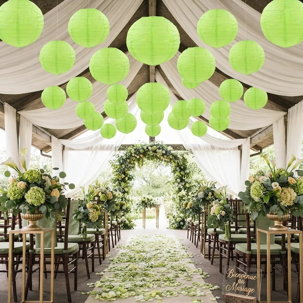 Lampion Mariage Vert Clair Minimaliste