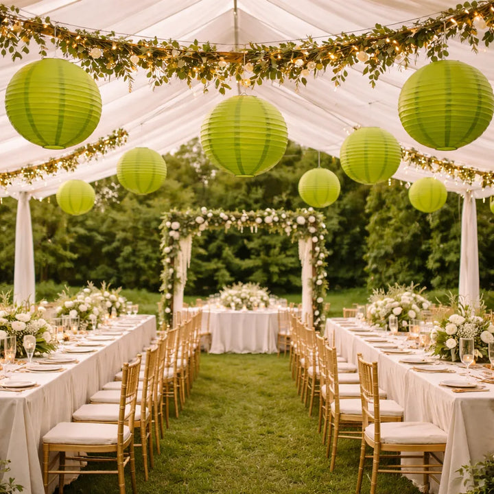 Lampion Mariage Vert en Papier