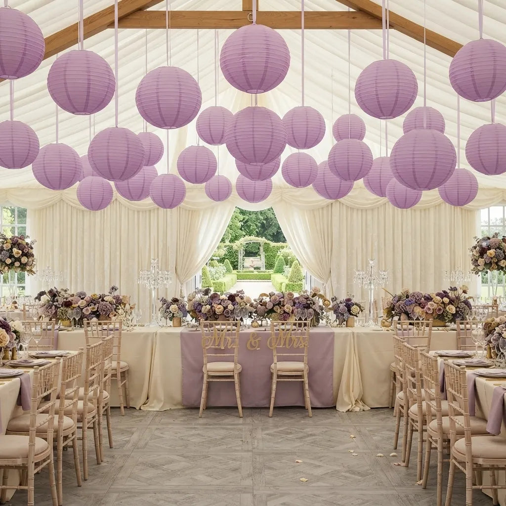 Lampion Mariage Violet Minimaliste