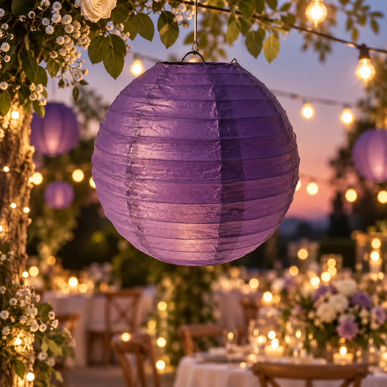 Lampion Rond Mariage Violet chic