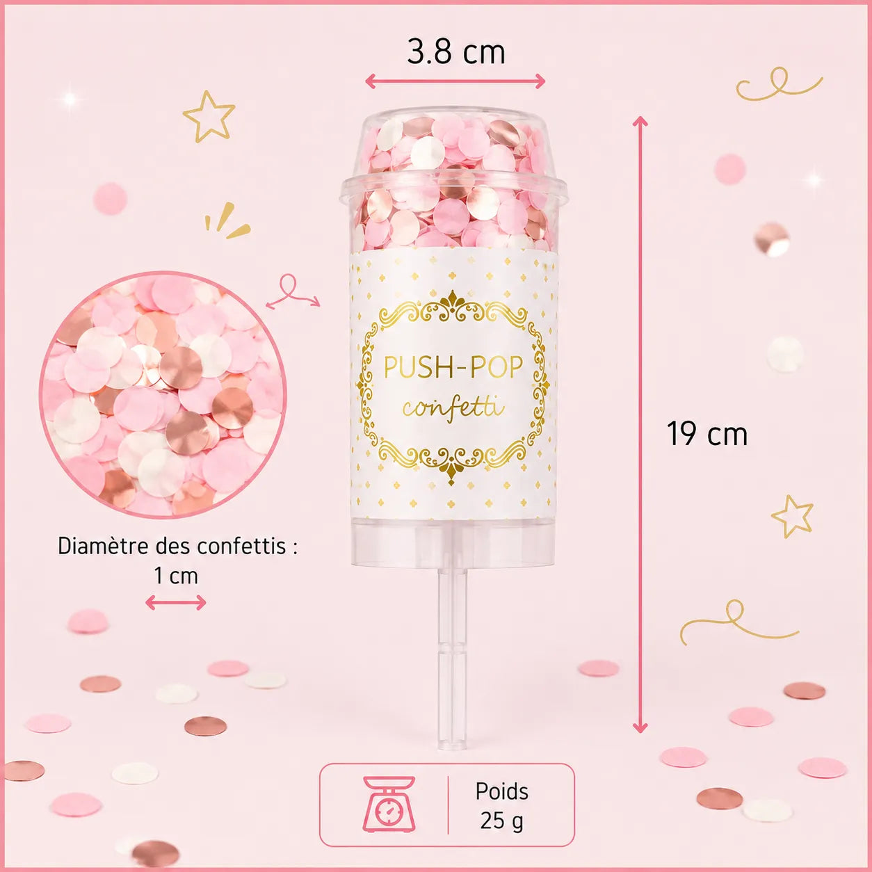 Lanceur à Confettis Festifs Roses Moderne