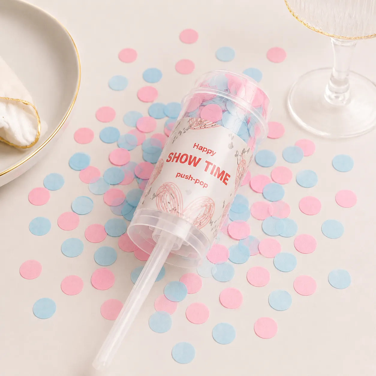 Lanceur à Confettis Rose et Bleu