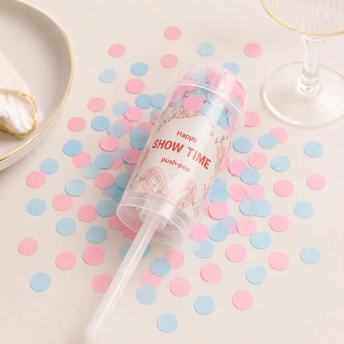 Lanceur à Confettis Rose et Bleu