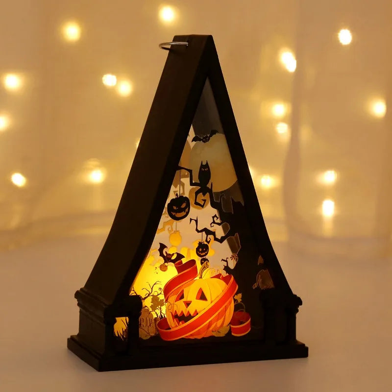  Lanterne à Led Halloween à Motif Citrouille
