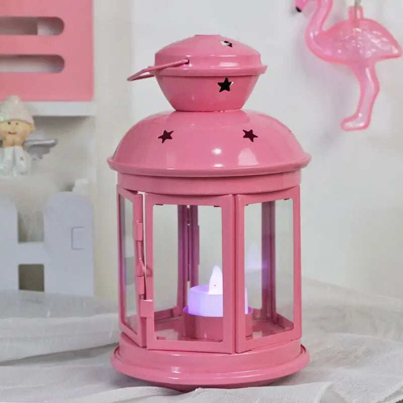 Lanterne Rose en Fer Forgé Chic