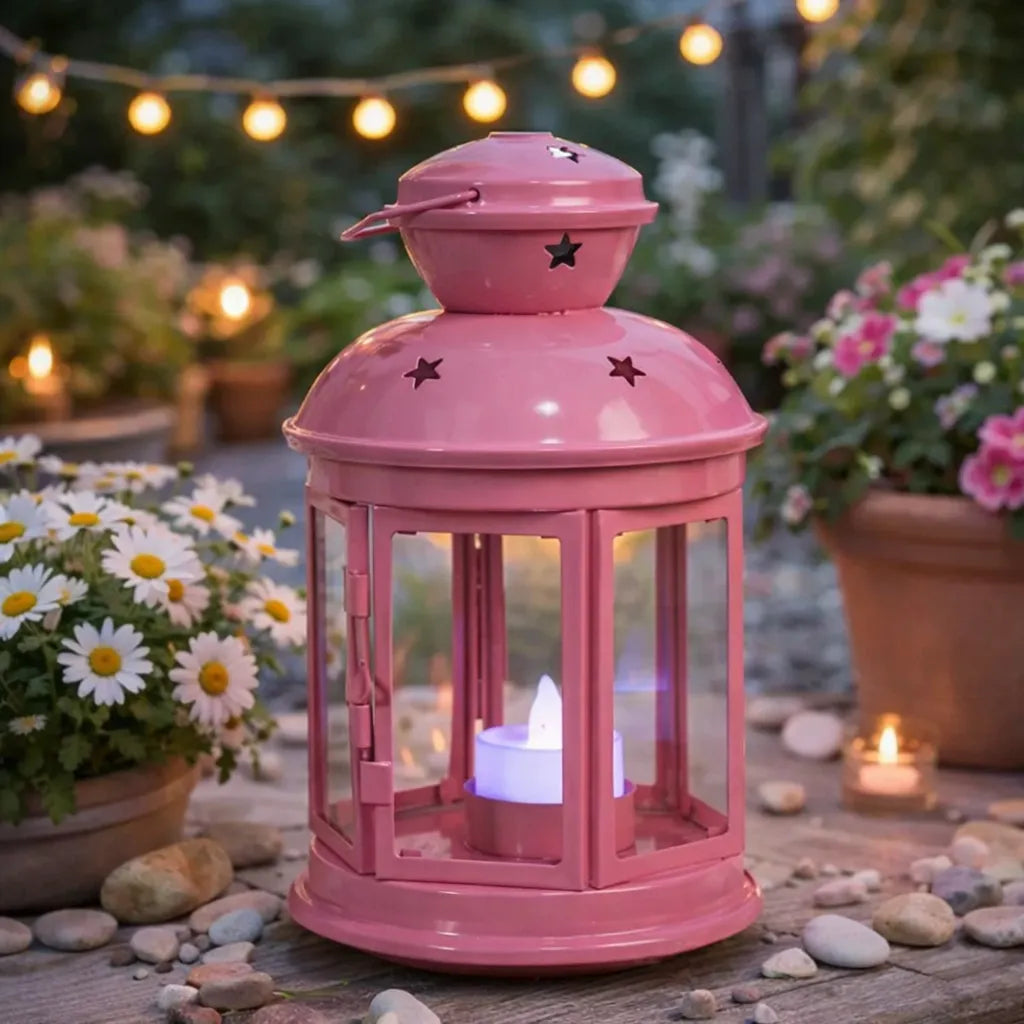 Lanterne Rose en Fer Forgé Unique