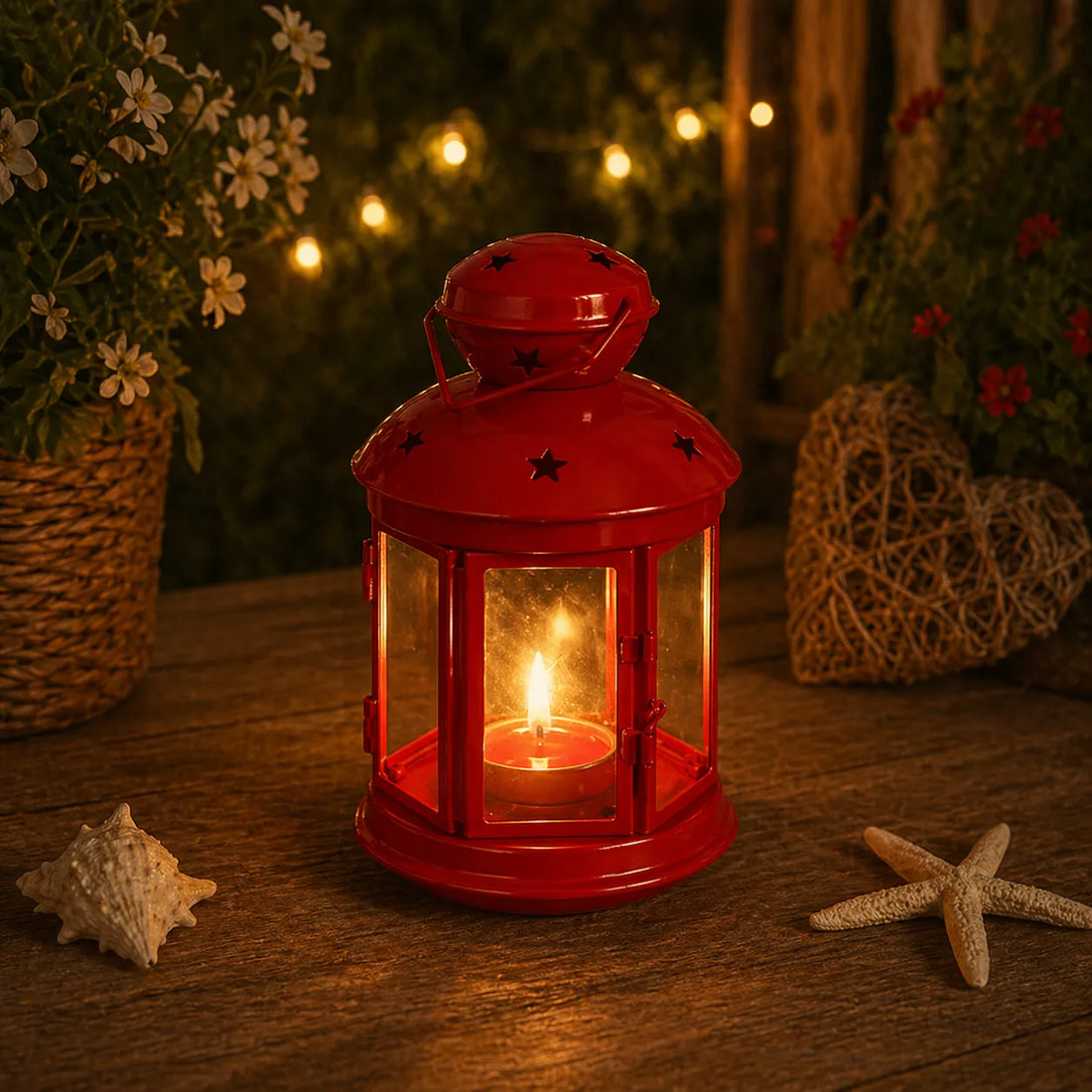 Lanterne Rouge en Fer Forgé Unique