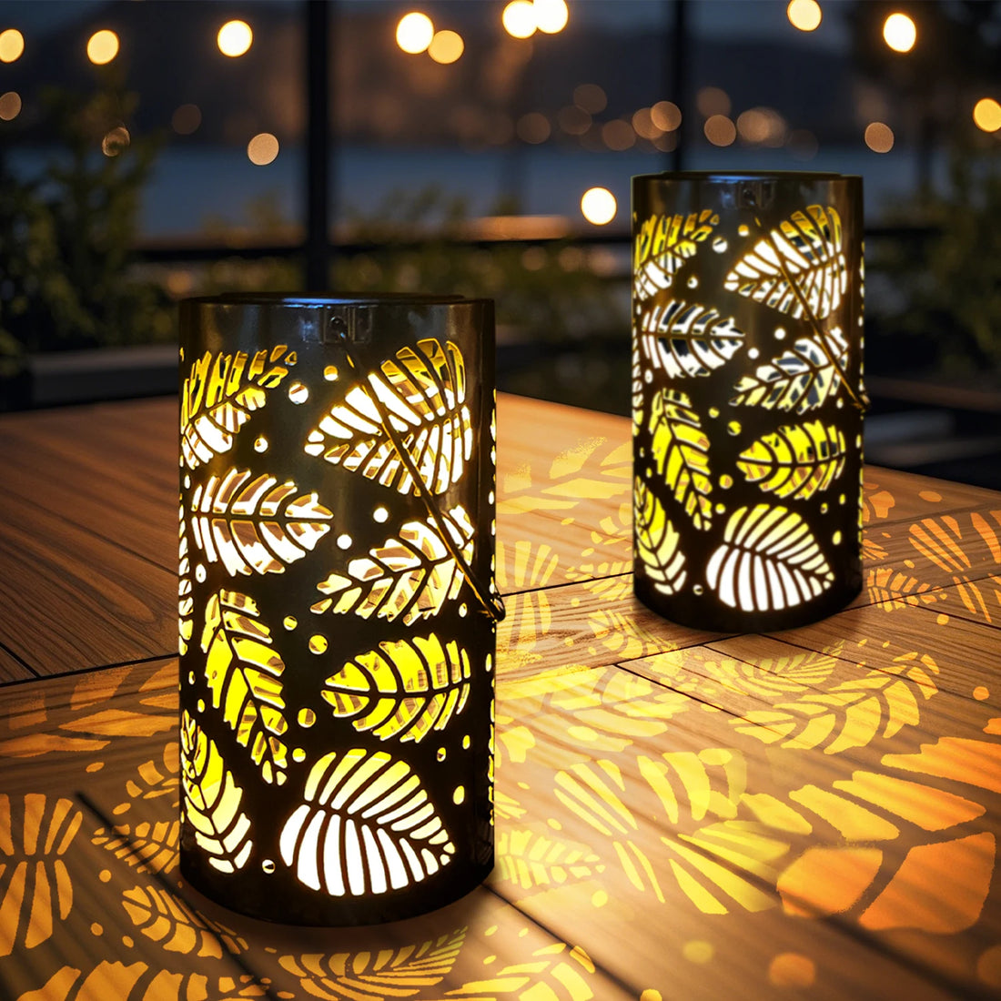 Lanterne Solaire à Motifs Feuilles Chic