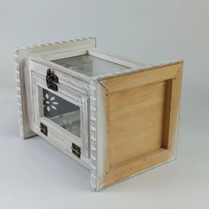 Lanterne en Bois Blanc Vintage Chic