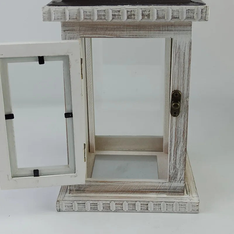 Lanterne en Bois Blanc Vintage Unique