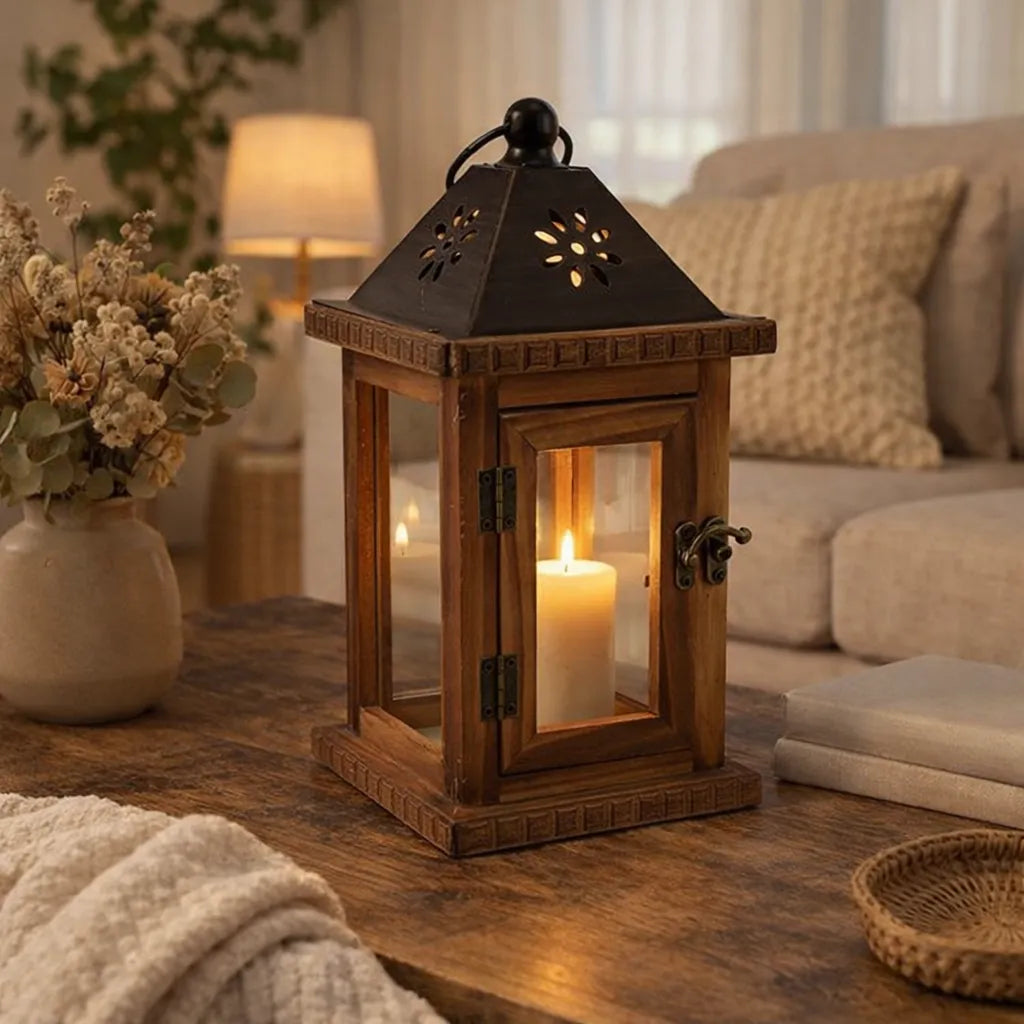 Lanterne en Bois Elégant Unique
