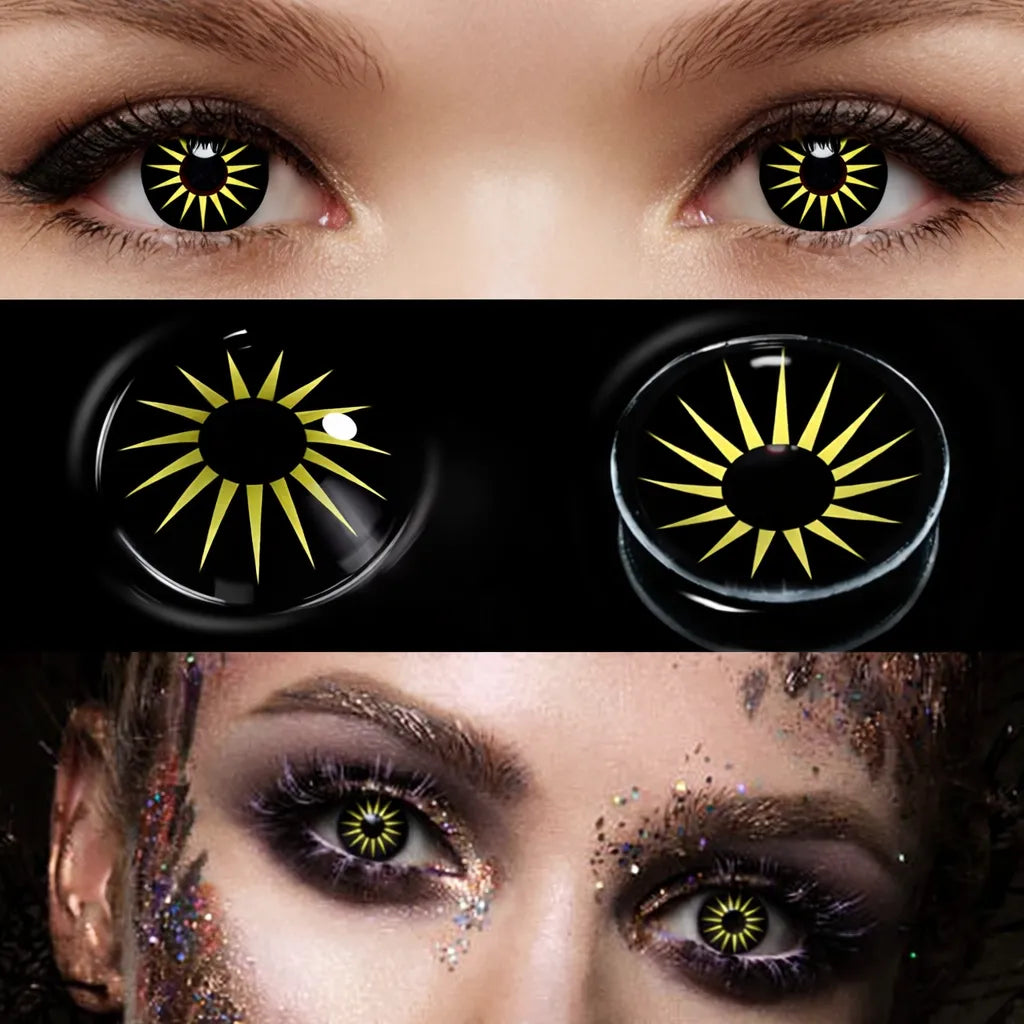 Lentilles Fantaisie Halloween Jaune et Noir Chic