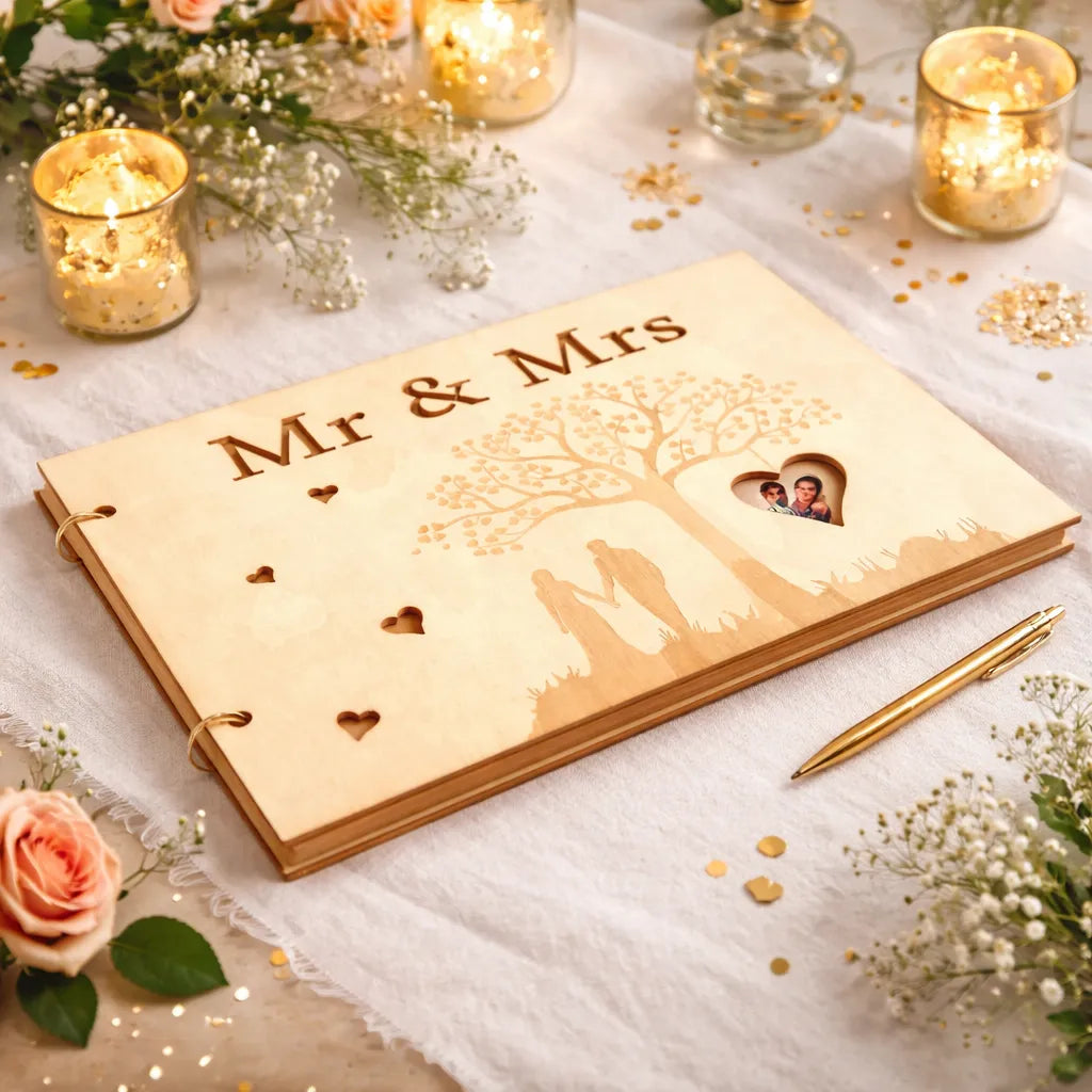 Livre d’Or Couverture en Bois Mariage Original