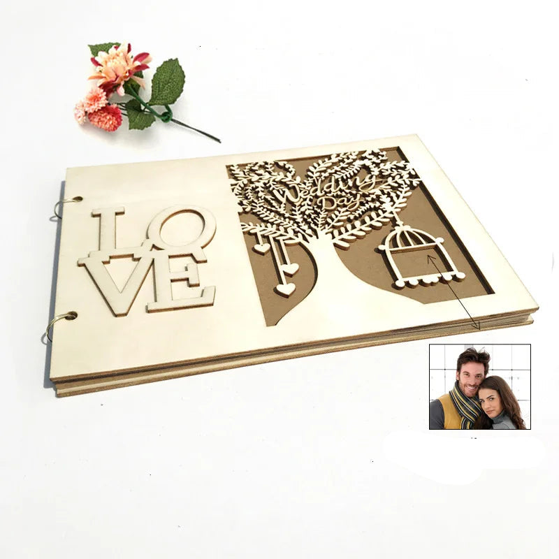 Livre d’Or Mariage en Bois Elégant Unique