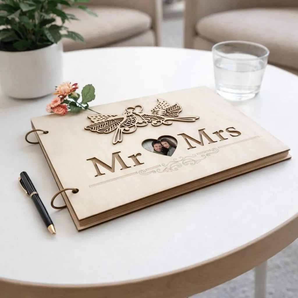Livre d’Or Mariage en Bois Mr & Mrs Unique