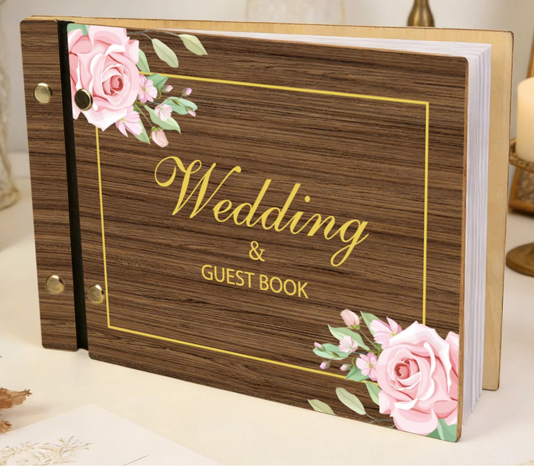 Livre d’Or en Bois à Fleurs Original