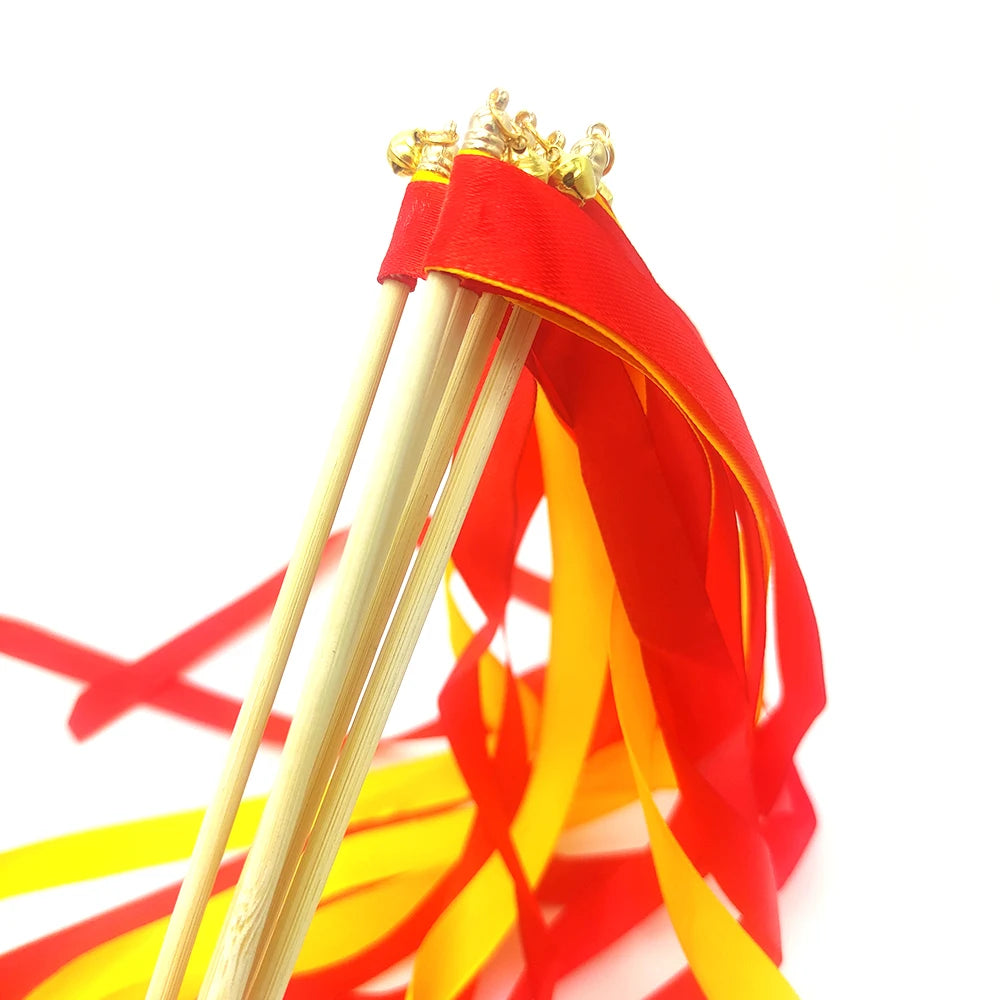 Lot de Baguettes de Rubans Rouge et Jaune Festive