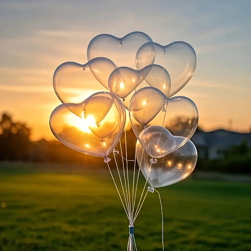 Lot de Ballons Transparents Cœur Beau