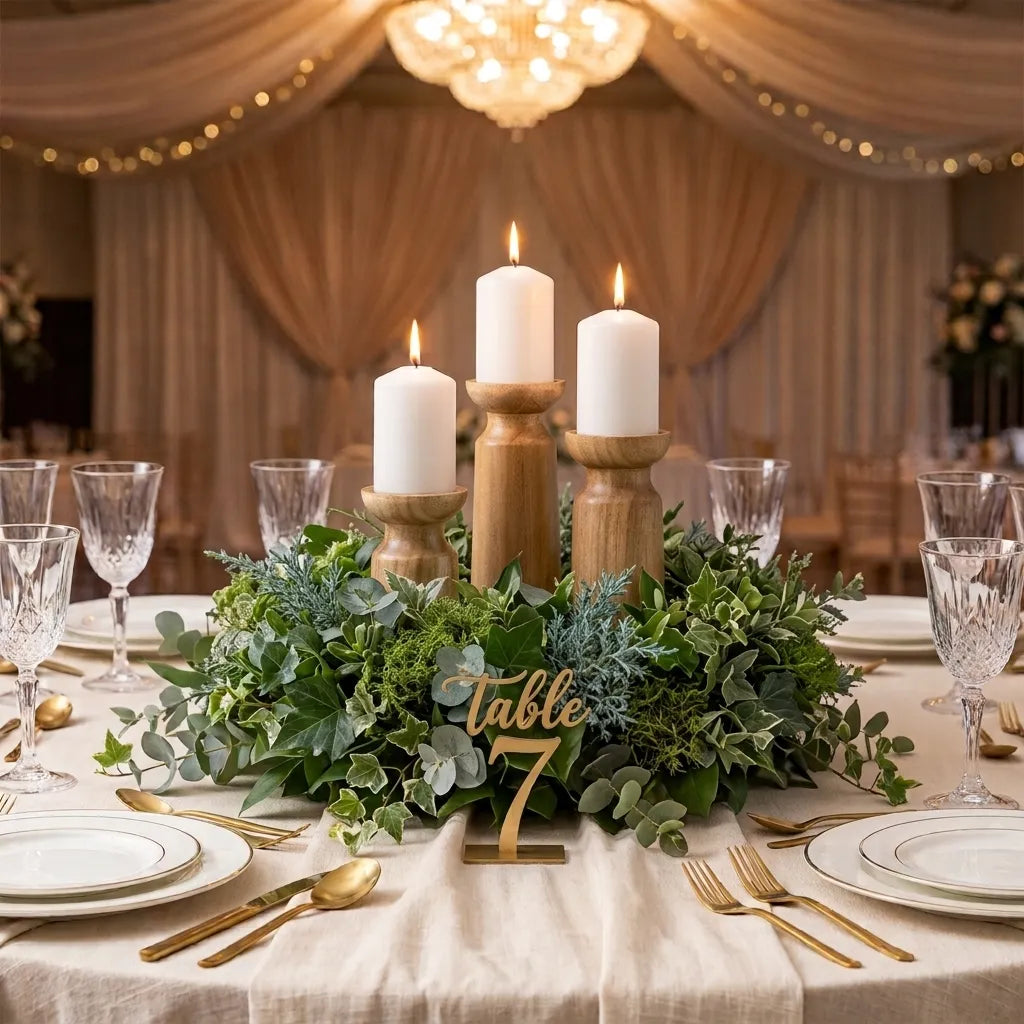 Lot de Bougeoirs Mariage en Bois Unique