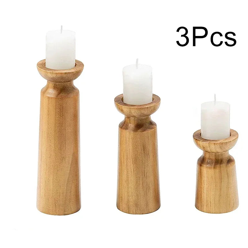 Lot de Bougeoirs Mariage en Bois élégante