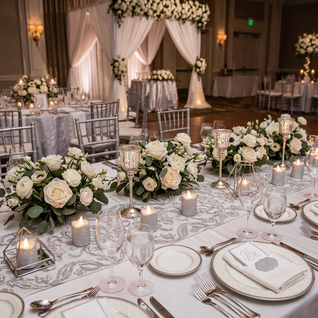 Lot de Bougies LED Argentées Mariage