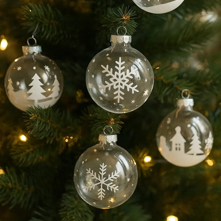 Lot de Boules Transparentes Peintes Argenté