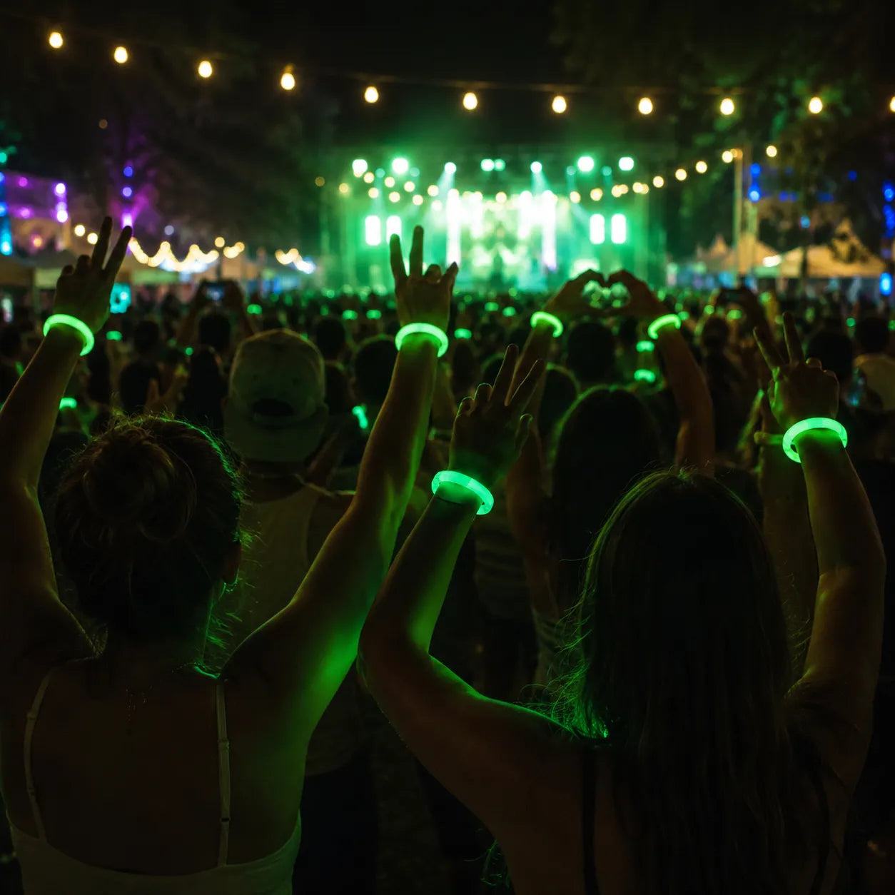 Lot de Bracelets Festifs Verts Lumineux