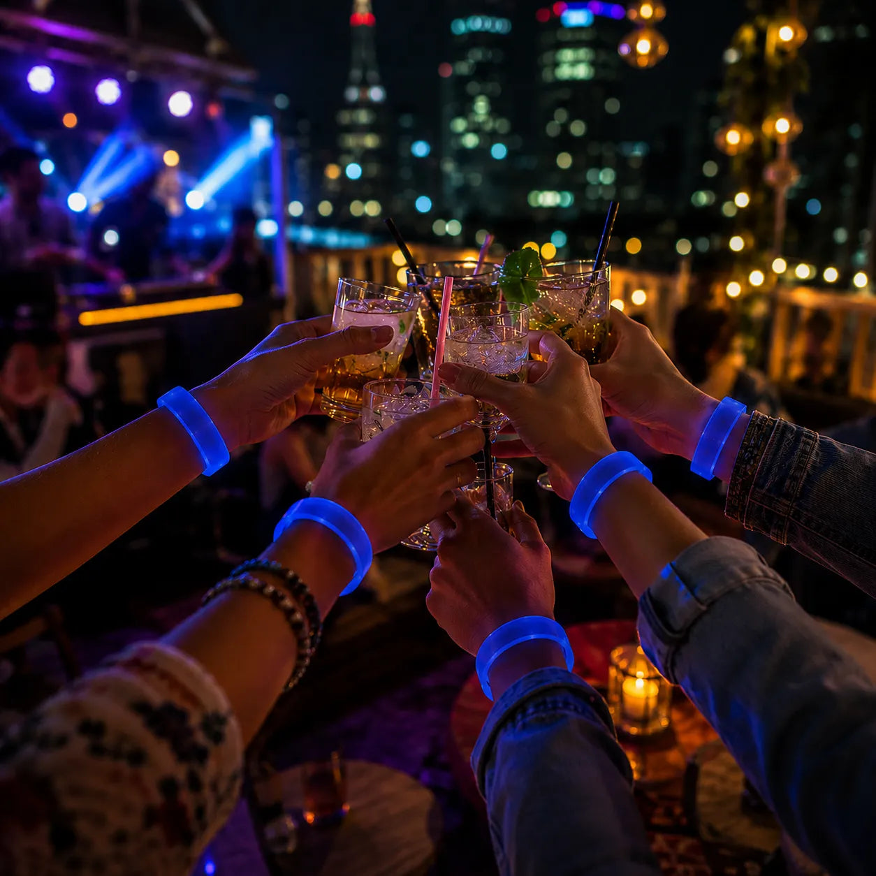 Lot de Bracelets LED Bleu de Fête