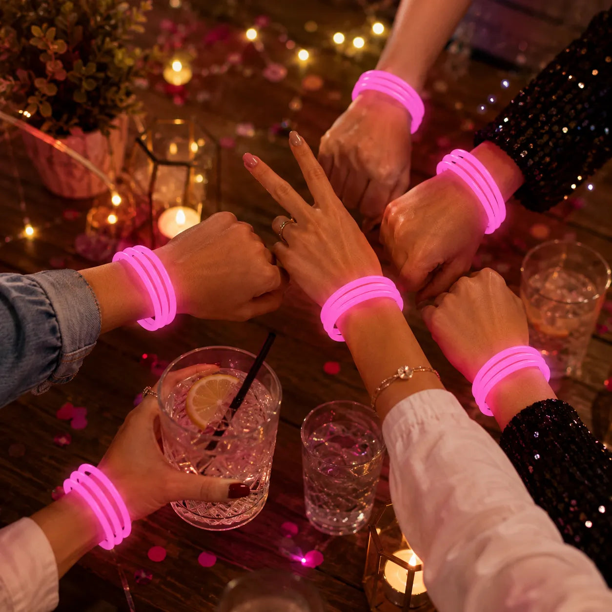 Lot de Bracelets Roses Fluorescents 